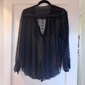 Anthropologie Zoa New York Elegant Black Sheer Women's Top